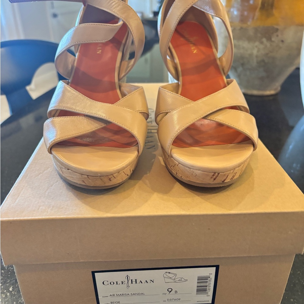 Cole Haan Women's Beige Wedge Sandal - Picture 2 of 4